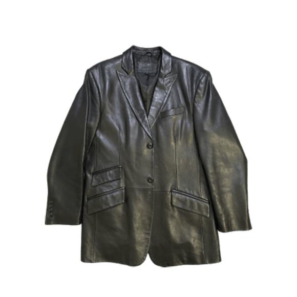 BGSD Men Noah Two Button New Zealand Lambskin Genuine Leather Blazer Medium